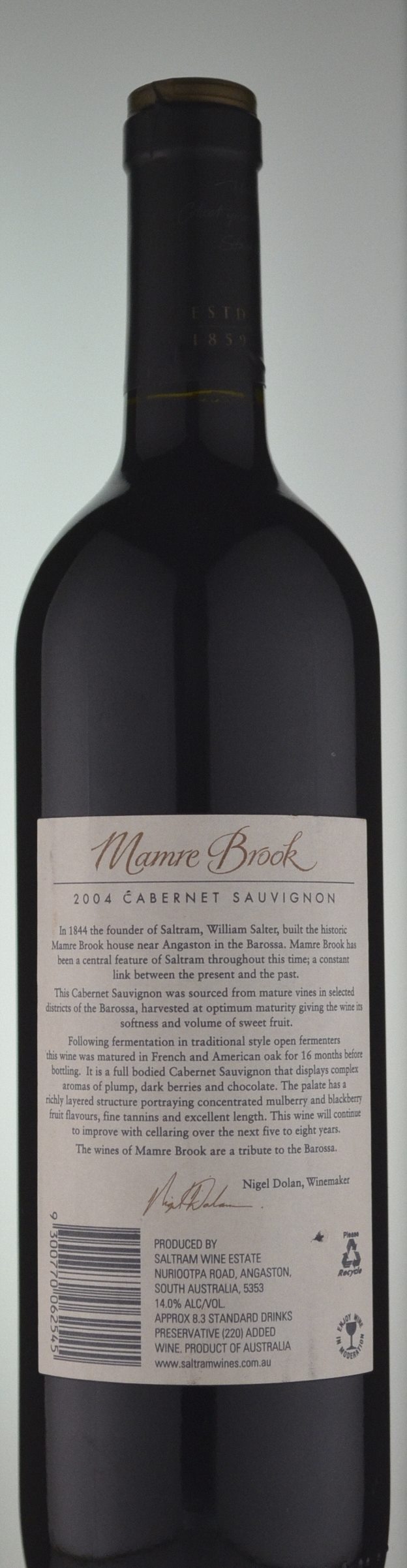 saltram mamre brook cabernet sauvignon 2012 review